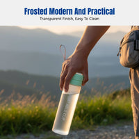 Sports Water Bottle, Large Capacity, Frosted Plastic, Outdoor, Portable Strap, Tea Infuser, Transparent