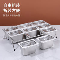 Stainless Steel Food Pan Rack with Lid, 9 Grids, for Commercial Use
