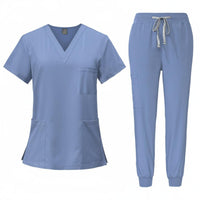 Quick Dry Short Sleeve Medical Scrubs Stretchy Nursing Attire Breathable V-Neck Scrub Set Soft Textile for Nurses, Veterinarians, Hospital, Medical Facility
