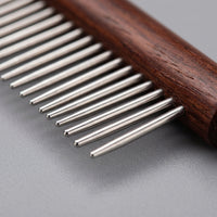 Hair Comb for Long Haired Pets, Skin-Friendly Cat Comb and Dog Comb with Pin Comb Head, Wood Handle Detangling Comb, General Use Dual Spacing