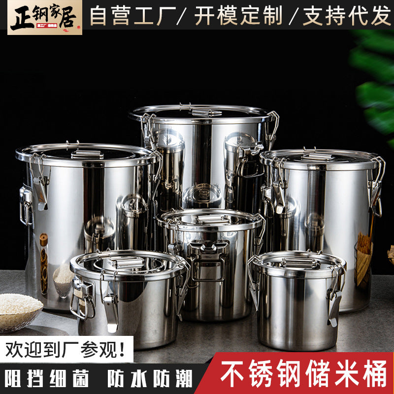 201 Stainless Steel Sealed Storage Bucket with Lid