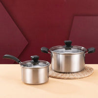 Saucepan Set and Family Cookware Gift Set, Stainless Steel Pots and Pans Set with Milk Pan, Induction Pot for Electric Gas, 2kg Weight Design