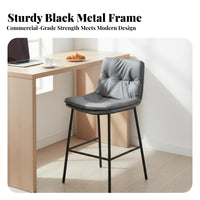 Upholstered High-Spine Stool Modern Design Counter Chair Metal Footrest Sturdy Construction for Restaurant Guests, Adults