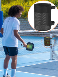 Black Pickleball Storage Bag Mesh Breathable Portable Ball Organizer Flashlight Tool Bag