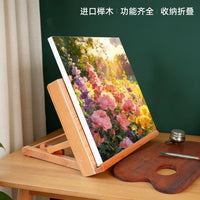 绘岳迷你儿童桌面画架可调节角度榉木可折叠收纳绘画多功能画板架