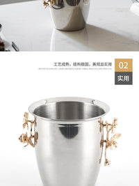 新中式轻奢香槟桶冰桶摆件样板房酒店吧台售楼处抽象植物酒桶饰品