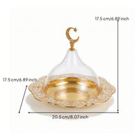 Scalloped Dessert Display with Glass Cover Embossed Pastry Display Plate Decorative Food Tray with Glass Cover Elegant for Party