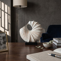 Shell Sculpture Distressed Sculpture with Base Textured Shell Decor for Decorators, Homeowners, Console Table, Living Room, Bookshelf