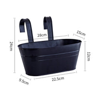 Oval Hanging Planter Ribbed Band Metal Hanging Planter Hooked for Balcony