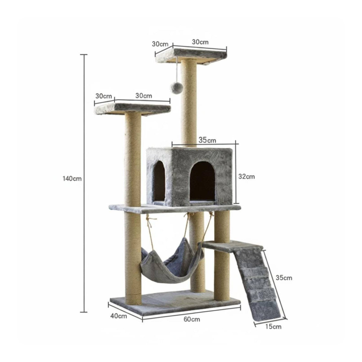 Multi-Level Feline Tree Hanging Feline Sling Pet Furniture Stable