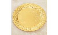 Gold-Colored Plate with Embossed Pattern Shimmer Charger Plate Glossy Decorative for Caterers, Tabletop Display