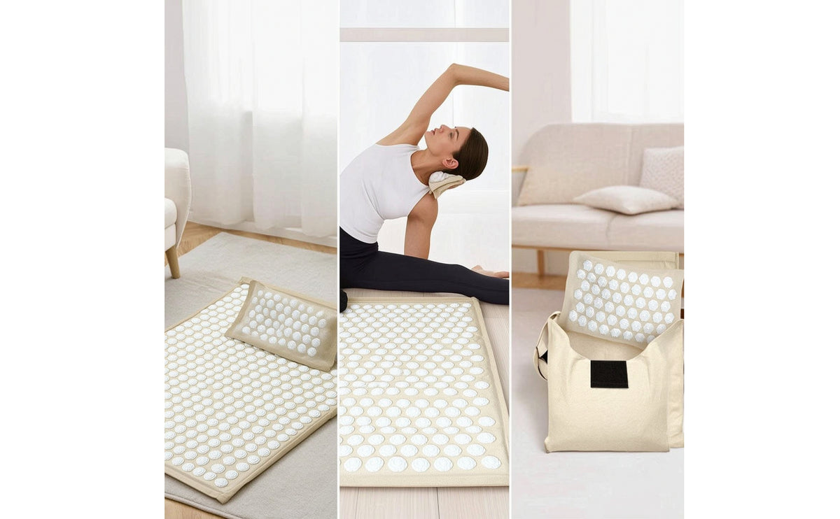 Cushioned Acupuncture Massage Set Portable Acupuncture Mat with Pillow Eco-Friendly Acupressure Mat with Pillow Compact for Home, Travel
