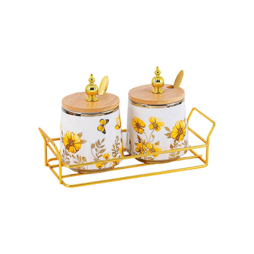3 Pieces Bamboo Lid Seasoning Jars dampnessProof Condiment Pot Preserving