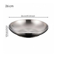 Stainless Steel Serving Plate Shallow Tableware Shatterproof