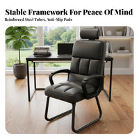 High-Back Sled Base Chair Comfortable for Long Sitting Sled Base Armchair