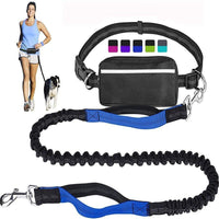 Elastic Reflective Nylon Dog Leash with Storage Waist Bag for Running