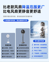 跨境新款三头桌面风扇USB充电便携式多档调节风速灯光风扇办公室