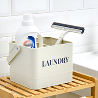 Handled Storage Basket Minimalist Divided Basket Light Beige Household Organizer for Laundry Room