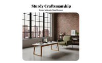 Sintered Stone Top double-tierlevel Rectangular Table sturdy Wood Frame Living Room Furniture Small Space space-efficient Household Furnishing Modern Design for Apartment Dwellers, Homeowners, Office Workers, Home, Lounge Area, Bedroom
