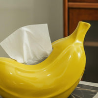 Banana Tissue Box Multi-Use Yellow Banana Decor Shiny Finish for Living Room