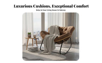 Soft Cushion Nestdesign Rocking Chair Non-Slip Foot Pads Upholstered Rocking Chair Sturdy Construction Indoor Seating High Back Support for Home Decorators, Homeowners, Living Room, Balcony, Bedroom, Reading Nook