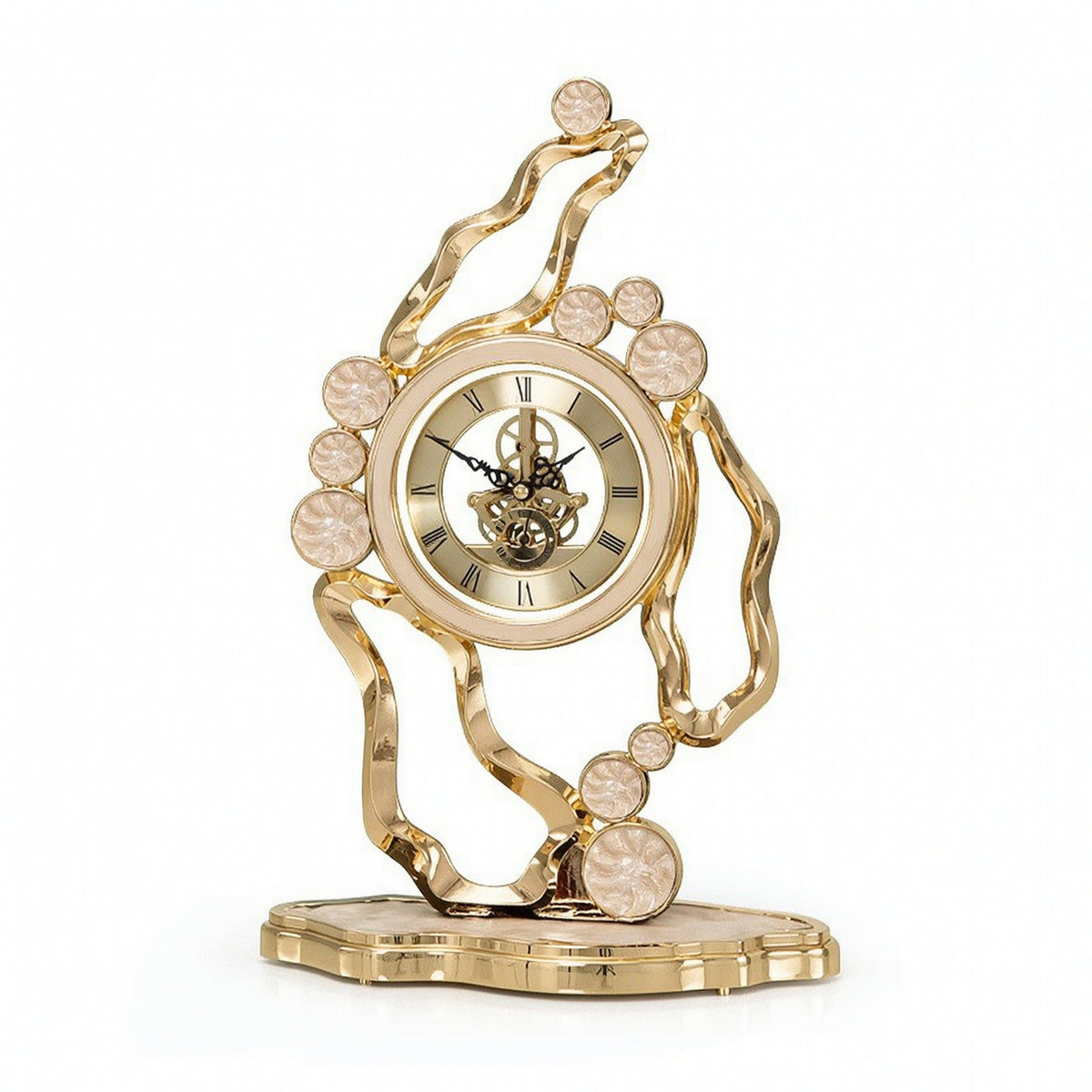 Tabletop Clock with Metal Frame Gold-Tone for Desk