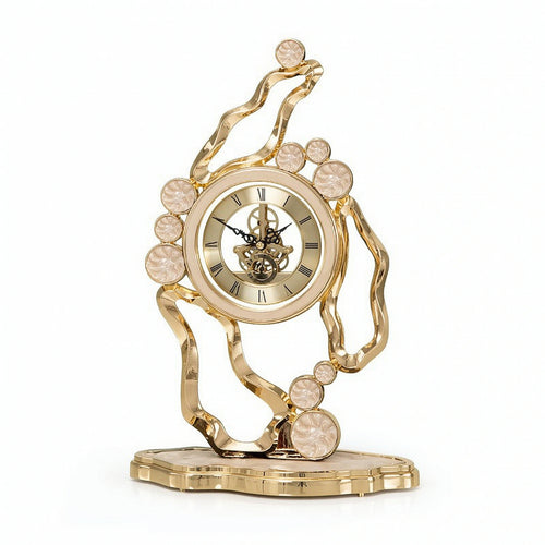 Tabletop Clock with Metal Frame Gold-Tone for Desk