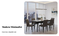 Expandable Rectangular Table with Chairs Expandableable Design Dining Room Set Shiny Finish Space Saving for Families
