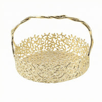 Metal Hand Basket Gold-Tone Home Decor Long-Lasting