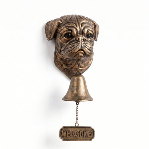 Rectangular Plaque Decorative Welcome Sign Antique Bronze Dog Doorbell