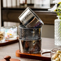 Hammered Glass Fruit Tray with Compartments, Japanese Style