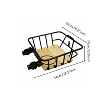Metal Bike Basket Cup Holder Wood Base Basket Heavy Duty Vehicle Accessory for Commuting