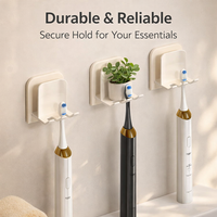 Wall Mounted Toothbrush Holder No Drill , Toothbrush Holder Set with Toothpaste Dispenser, Care Organizer for Apartment Decor