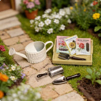 Miniature Garden Tools Realistic Miniature Gardening Watering Pot Set Model Toy Dollhouse Gardening Kit for 14+