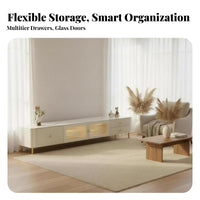 TV Stand and Coffee Table Combo Cream aesthetic TV Stand and Coffee Table Set French Inspired Living Room Furniture for Homeowners, Apartment Dwellers