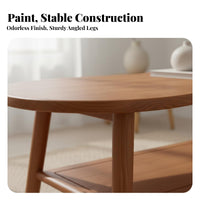 Unrestricted Form Coffee Table Double-layer Storage Kidney-shaped Accent Table Retro Wooden Construction Unique Shape Suitable for Homeowners Living Room Home Decoration