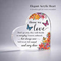 Clear Acrylic Heart Memorial, Bereavement Gifts Tabletop Memorial, Sympathy Gifts for Remembrance, Memorial Keepsake Heart Shape Design