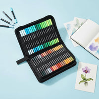 Double-Ended Tip Marker Case Large Capacity Marker Organizer Case Elastic Holders Pencil Storage Pouch for Travel