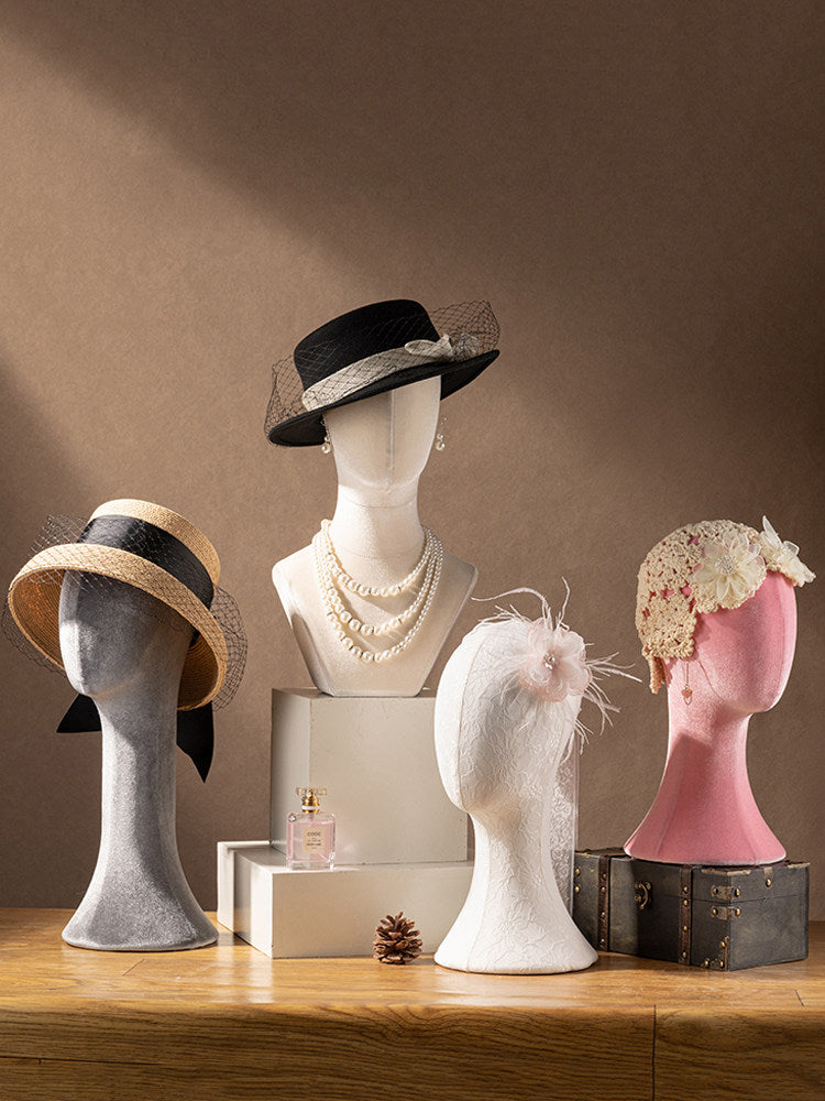 Lace Head Model Display Stand for Hats, Wigs, and Scarves