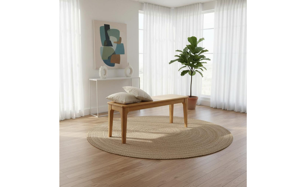 Multi-Person Seating Solid Wood Dining Bench Rounded Corners Nordic Design End of Bed Bench Household Furniture for Bedroom