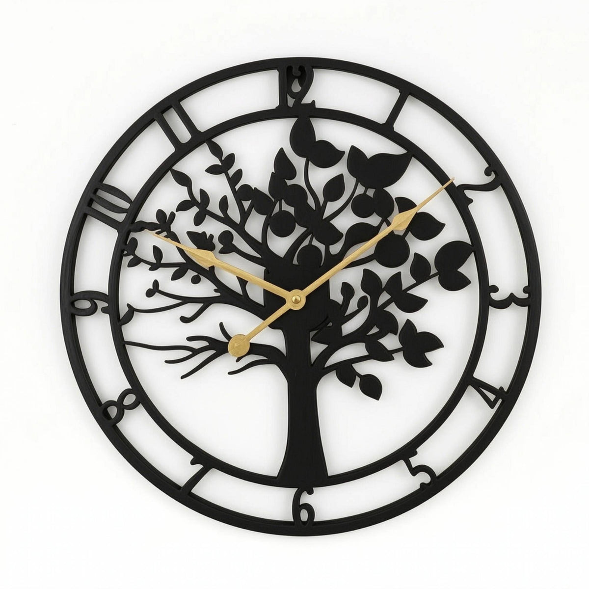 Wall Clock with Tree Silhouette Modern Metal Wall Clock Elegant for Living Room