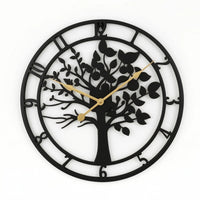 Wall Clock with Tree Silhouette Modern Metal Wall Clock Elegant for Living Room