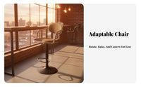 Adjustable Rolling Chair with Armrests Padded Seat Swivel Stool Quiet Wheels