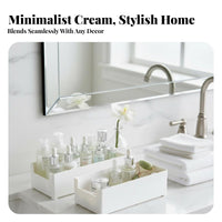 Multi-Compartment Space-Saving Modular Vanity Bin Rounded Corners for Bedroom