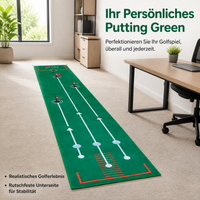 Golf Putting Mat 50x300cm, Mini Golf Training Mat with Artificial Turf, Portable Putting Mat for Home & Office, Indoor Practice Mat with Balls