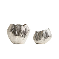 Imported Aluminum Silver Abstract Flower Bud Vase Decor for Home and Hotel