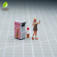 青豆模玩-1:64街头热狗&冰淇淋 1/64小比例微缩场景人偶模型