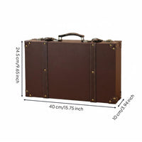Vintage Suitcase Storage Case Rustic Charm Retro Leather Trunk Box Gift-Ready Wooden Luggage Trunk for Shop Window, Bedroom