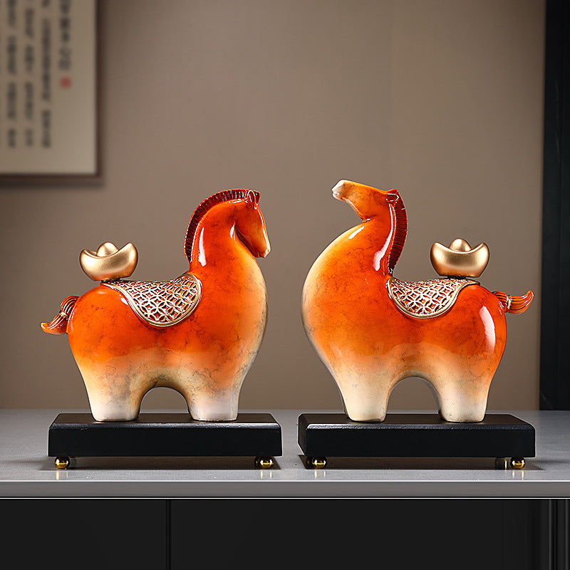 Horse Figurine Desk Decor for Wealth and Success