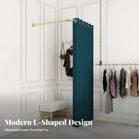 Space-Saving Design L-Shaped Changing Room Easy to Install Corner Fitting Room Sturdy Frame Retail Changing Booth Effortless Sliding Rings for Boutique Owners, Retailers, Customers, Shopping Mall, Temporary Shop, Office, Bedroom